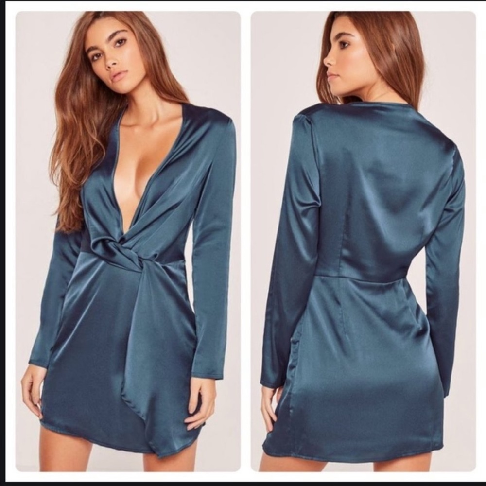 Missguided Twist Front Satin Mini Dress Size 6